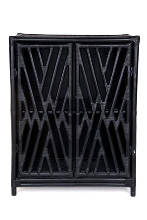 Rattan 2 door cabinet - black