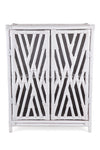 Rattan 2 door white cabinet - white