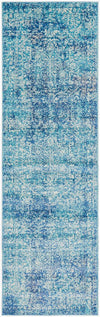 Distressed Transitional Vintage Rug - Teal blue