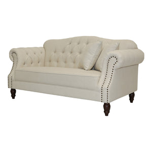 Provincial Vaucluse 2 Seat Buttoned Sofa - natural