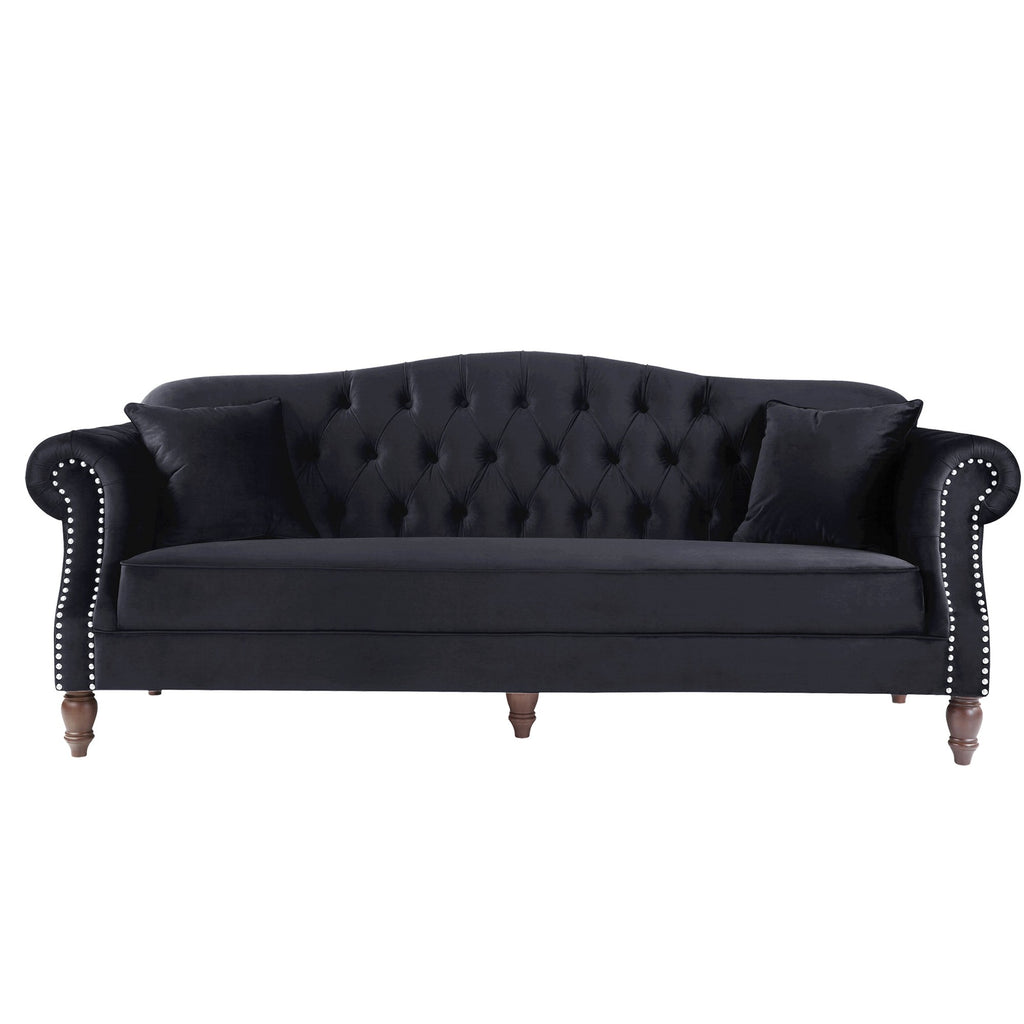 Provincial 3 Seat Buttoned Sofa - charcoal