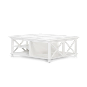 Rhode Island square glass coffee table white