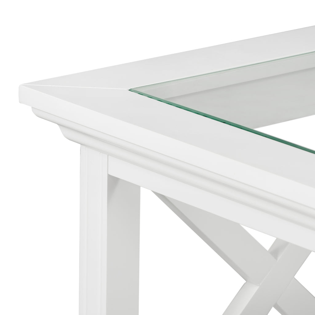 Rhode Island glass top side table white
