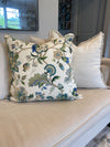 Hamptons floral cushion, Hamptons cushions, floral cushion, Malmsbury Sapphire Warwick fabric