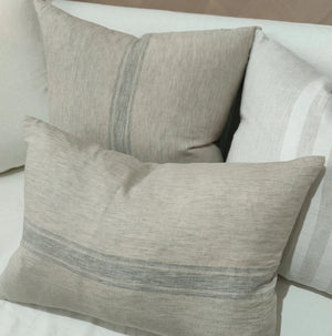 French Linen Hamptons Duck Egg blue striped cushion