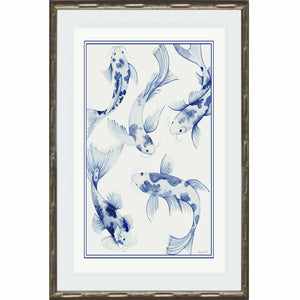 Koi fish, Hamptons wall art, Hamptons Koi fish, Koi fish framed arwork, framed artwork, Hamptons framed artwork, Hamptons Koi fish framed artwork, Interior Collections, Jennifer Hunt art, Hamptons home