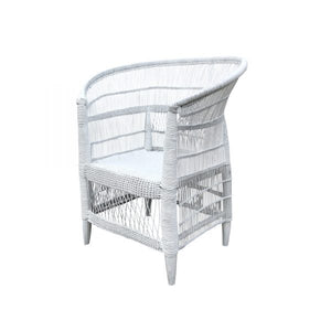 Malawi chair, white Malawi chair, Malwi furniture, outdoor furniture, cane furniture, handwoven rattan chair, Malawian craftsmanship, white cane chair, sustainable furniture, unique chair design, coastal furniture, Interior Collections