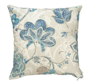 Hamptons Aqua & Blue Floral Cushion Cover