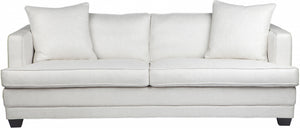 luxury 3-seater sofa, designer upholstered sofa, feather and foam sofa, black timber leg sofa, modern classic sofa, high-end living room furniture, elegant home décor, premium sofa Australia, Hamptons sofa, Provincial sofa,  Coastal style sofe, Interior Collections, Cafe Lighting