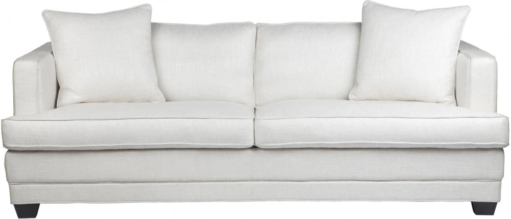 luxury 3-seater sofa, designer upholstered sofa, feather and foam sofa, black timber leg sofa, modern classic sofa, high-end living room furniture, elegant home décor, premium sofa Australia, Hamptons sofa, Provincial sofa,  Coastal style sofe, Interior Collections, Cafe Lighting