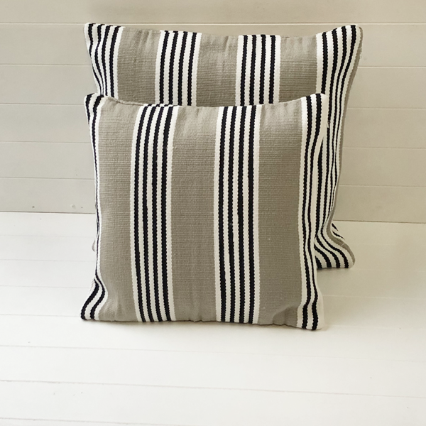 St Tropez Striped Outdoor Cushion Cover - Sand/Black