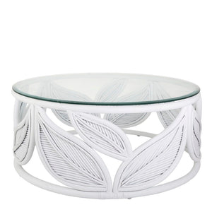 Rattan Leaf Coffee Table White