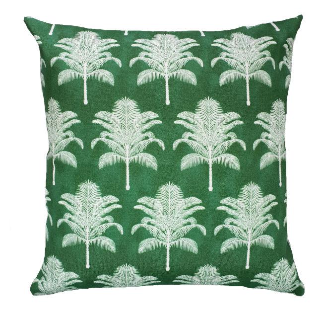 Vintage Palm Trees Outdoor/Indoor Emerald Green Cushion Cover