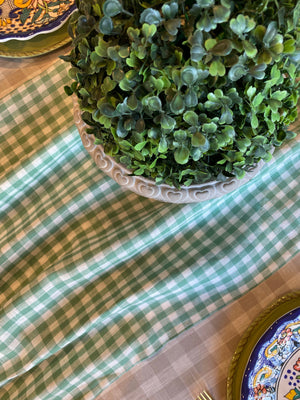 Coastal hamptons tablecloth, linen plaid tablecloth, checked tablecloth, linen tablecloths, 100% linen tablecloths, mint green tablecloth, hamptons tablecloth, green plaid tablecloth, Interior Collections tablecloth, Dining Table Artistry, designer tablecloth, Creative Tablescapes, Elevate Dining Experience, stunning tablecloths, indoor outdoor tablecloths, Easter tablecloth, Christmas tablecloth