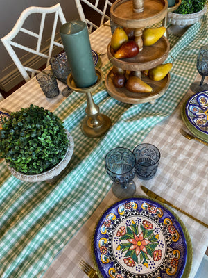 Coastal hamptons tablecloth, French linen plaid tablecloth, checked tablecloth, French linen tablecloths, 100% natural linen tablecloths, rust tablecloth, beige linen tablecloth, beige plaid tablecloth, taupe linen tablecloth, hamptons tablecloth, natural plaid tablecloth, Interior Collections tablecloth, Dining Table Artistry, designer tablecloth, Creative Tablescapes, Elevate Dining Experience, stunning tablecloths, indoor outdoor tablecloths, Easter tablecloth, Christmas tablecloth