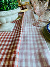 Coastal hamptons tablecloth, linen plaid tablecloth, checked tablecloth, linen tablecloths, 100% linen tablecloths, rust tablecloth, rust red linen tablecloth, hamptons tablecloth, red plaid tablecloth, Interior Collections tablecloth, Dining Table Artistry, designer tablecloth, Creative Tablescapes, Elevate Dining Experience, stunning tablecloths, indoor outdoor tablecloths, Easter tablecloth, Christmas tablecloth
