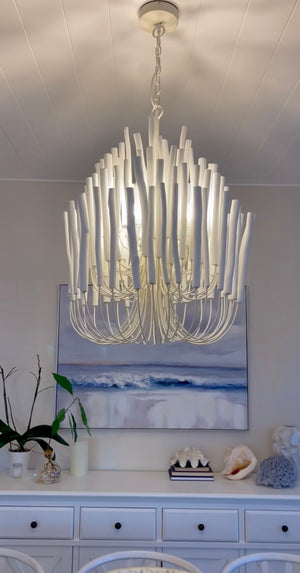 Wooden candlestick chandelier Interior Collections, Oakland Candle Stick Lamp, One World Collections, Hamptons chandelier, Coastal chandelier, Hamptons lighting, Coastal lighting, Wisteria