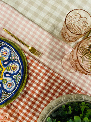 Coastal hamptons tablecloth, linen plaid tablecloth, checked tablecloth, linen tablecloths, 100% linen tablecloths, rust tablecloth, rust red linen tablecloth, hamptons tablecloth, red plaid tablecloth, Interior Collections tablecloth, Dining Table Artistry, designer tablecloth, Creative Tablescapes, Elevate Dining Experience, stunning tablecloths, indoor outdoor tablecloths, Easter tablecloth, Christmas tablecloth