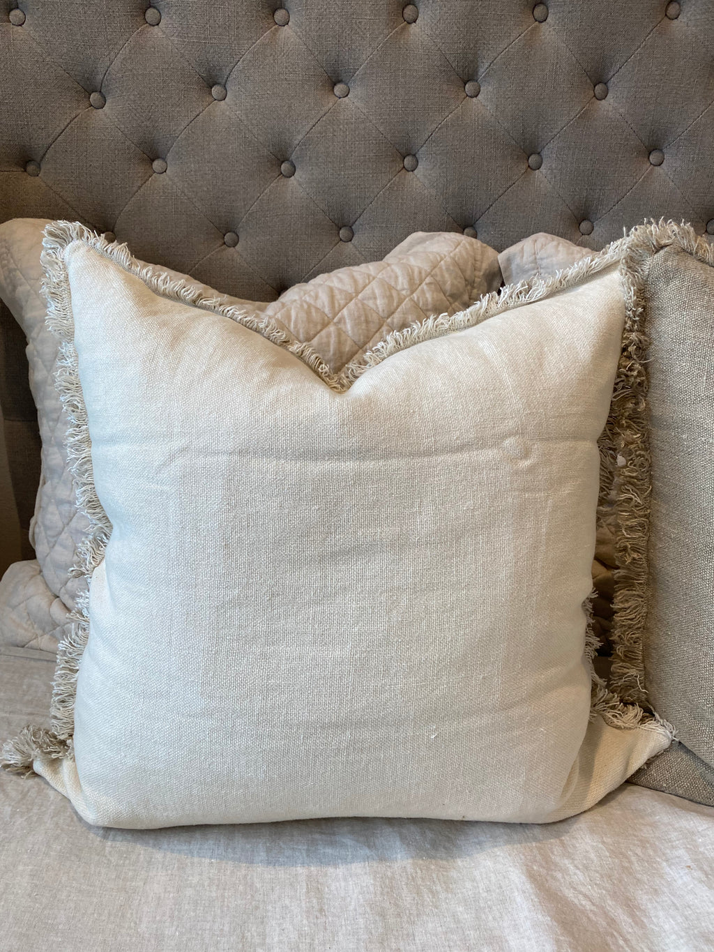 french linen cushion, white linen cushion, white French linen cushion, Hamptons cushions, Coastal cushions, linen cushions, French linen cushions
