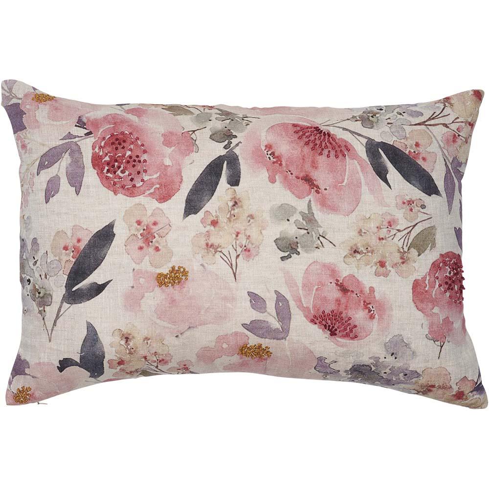 Linen Pink Tulip Cushion