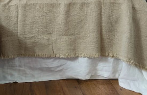 French Linen Heavy Weight Bedcover / Throw - Flax