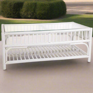 white rattan coffee table, white rattan rectangular coffee table, alfresco furniture, patio furniture, outdoor furniture, white coffee table, Alfresco coffee table